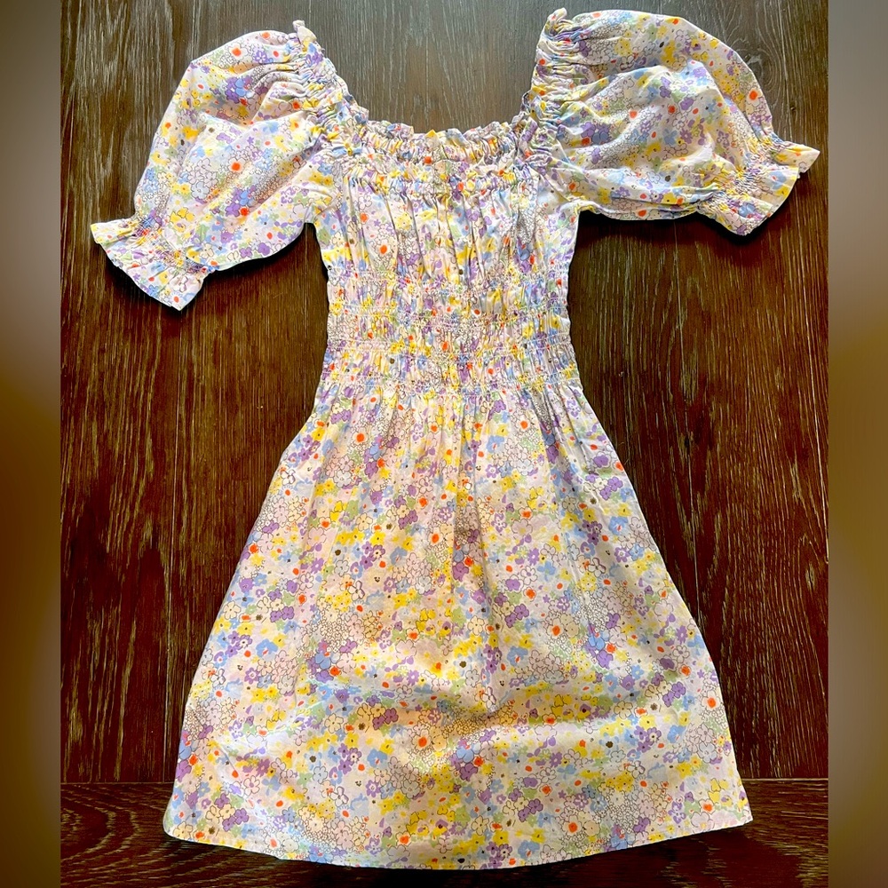 Levi’s Floral Dress Pockets Ruched Smocked Puff Sleeves Cotton XS